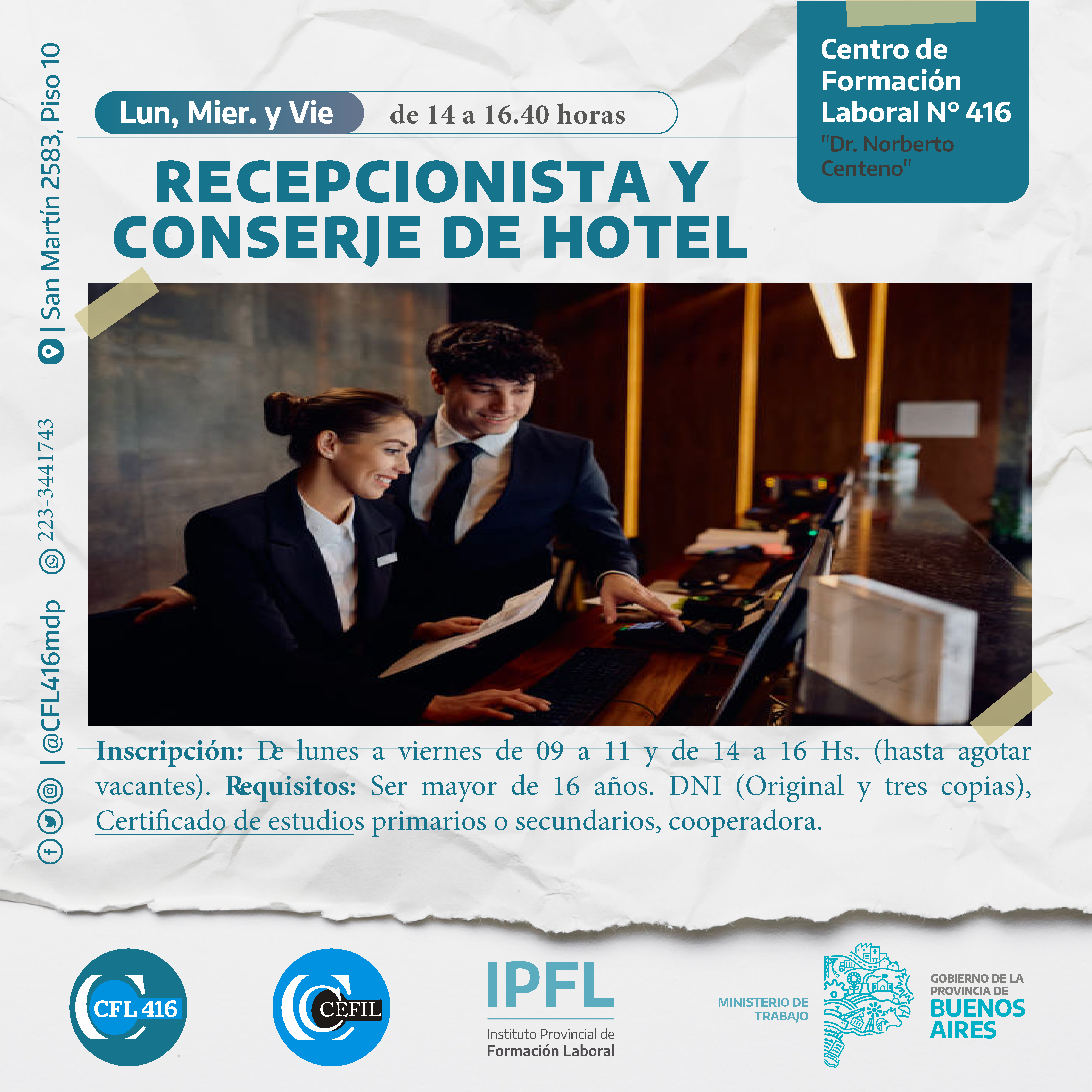 Recepcionista y Conserje de Hotel